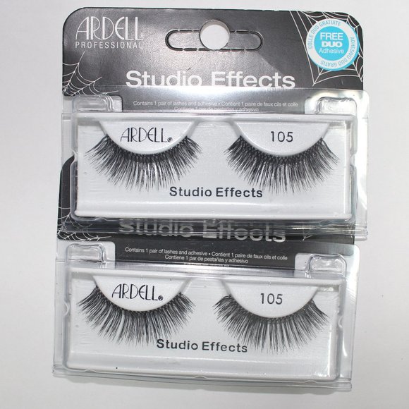 2 Sets New Ardell Professional False Eyelashes Studio Effects Number 105 - Black - Picture 3 of 5